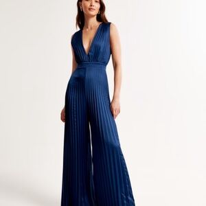 Abercrombie & Fitch Navy Pleated Jumpsuit